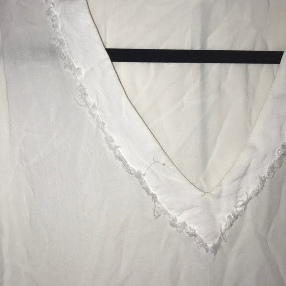 White v-neck blouse with frayed neckline - Picture 2 of 4